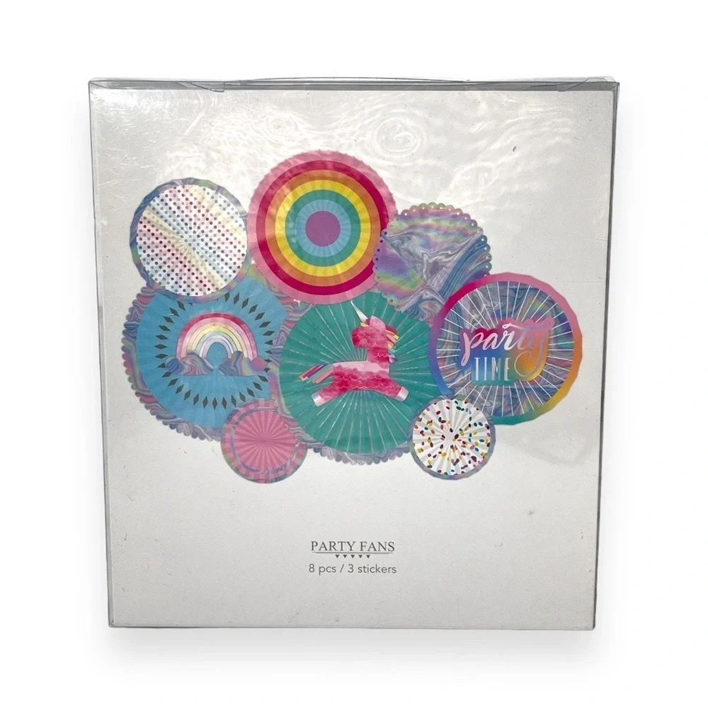 Pastel‎ Unicorn Party Decorations Picks Fans Photo Booth Tag Kit Stickers Stamp